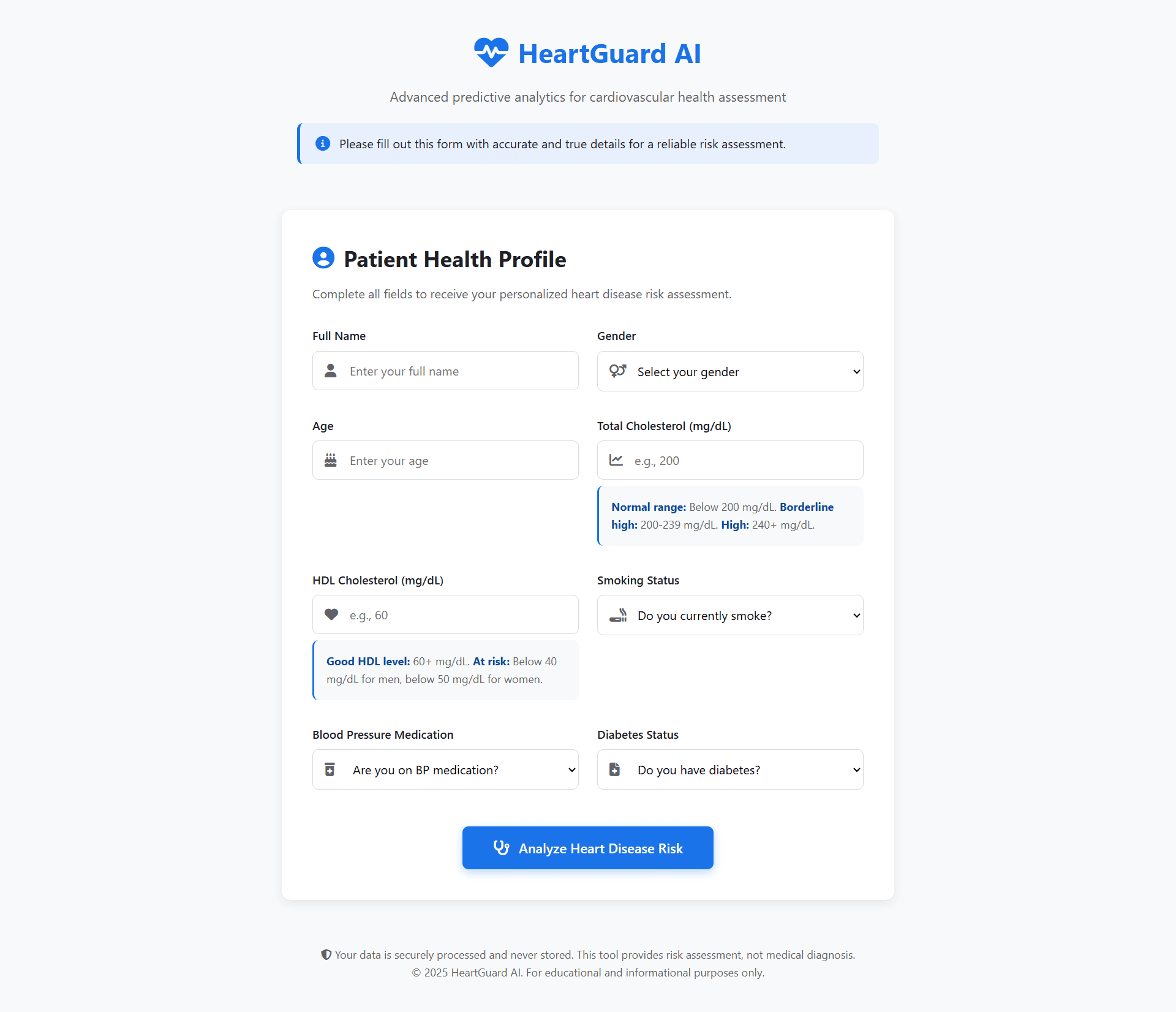 Patient Data Input UI